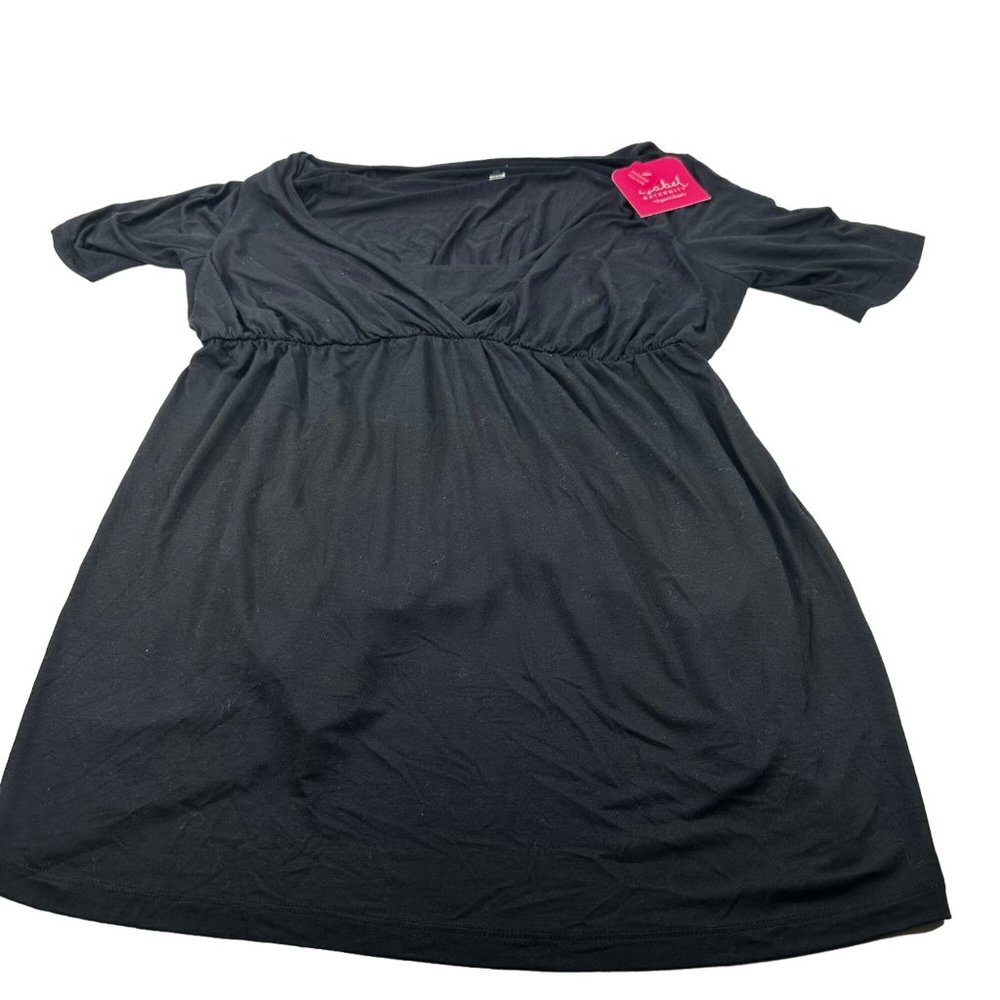 Isabel Maternity Women's Size XXL Top Deep V-Neck Nursing Black New With Tags